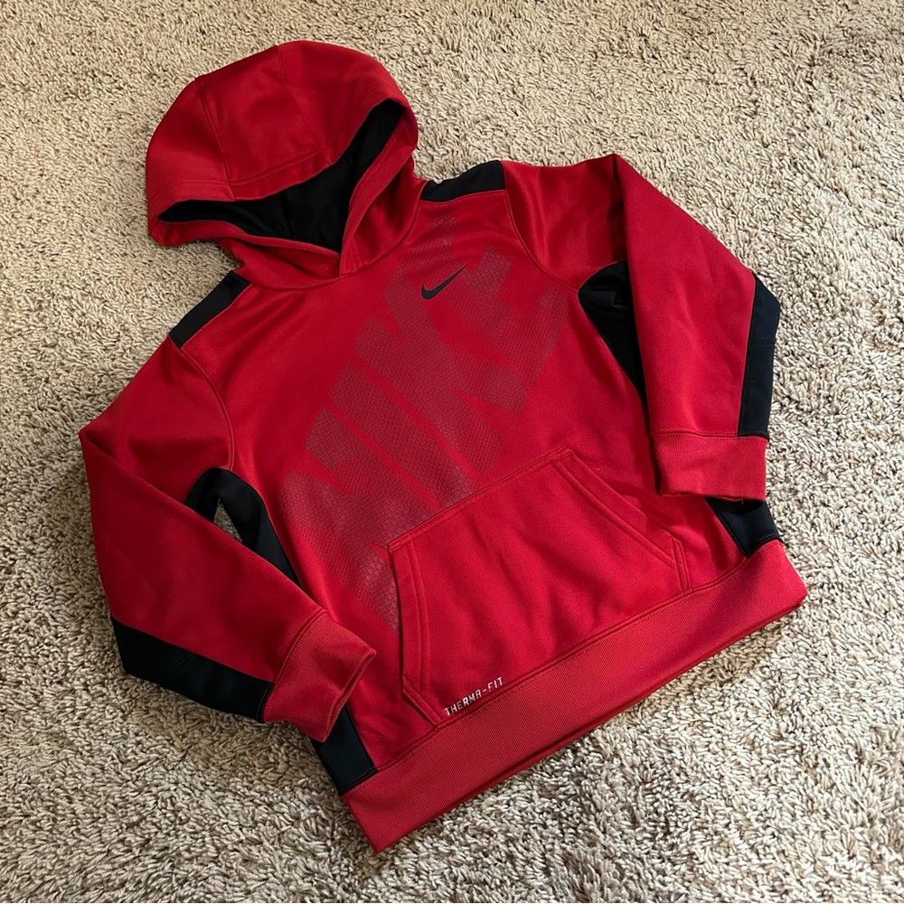 Nike Therma-Fit Red and Black Hoodie Boys Size 7